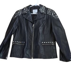 Vintage y2k Black Pamela McCoy Studded Leather Jacket size Large